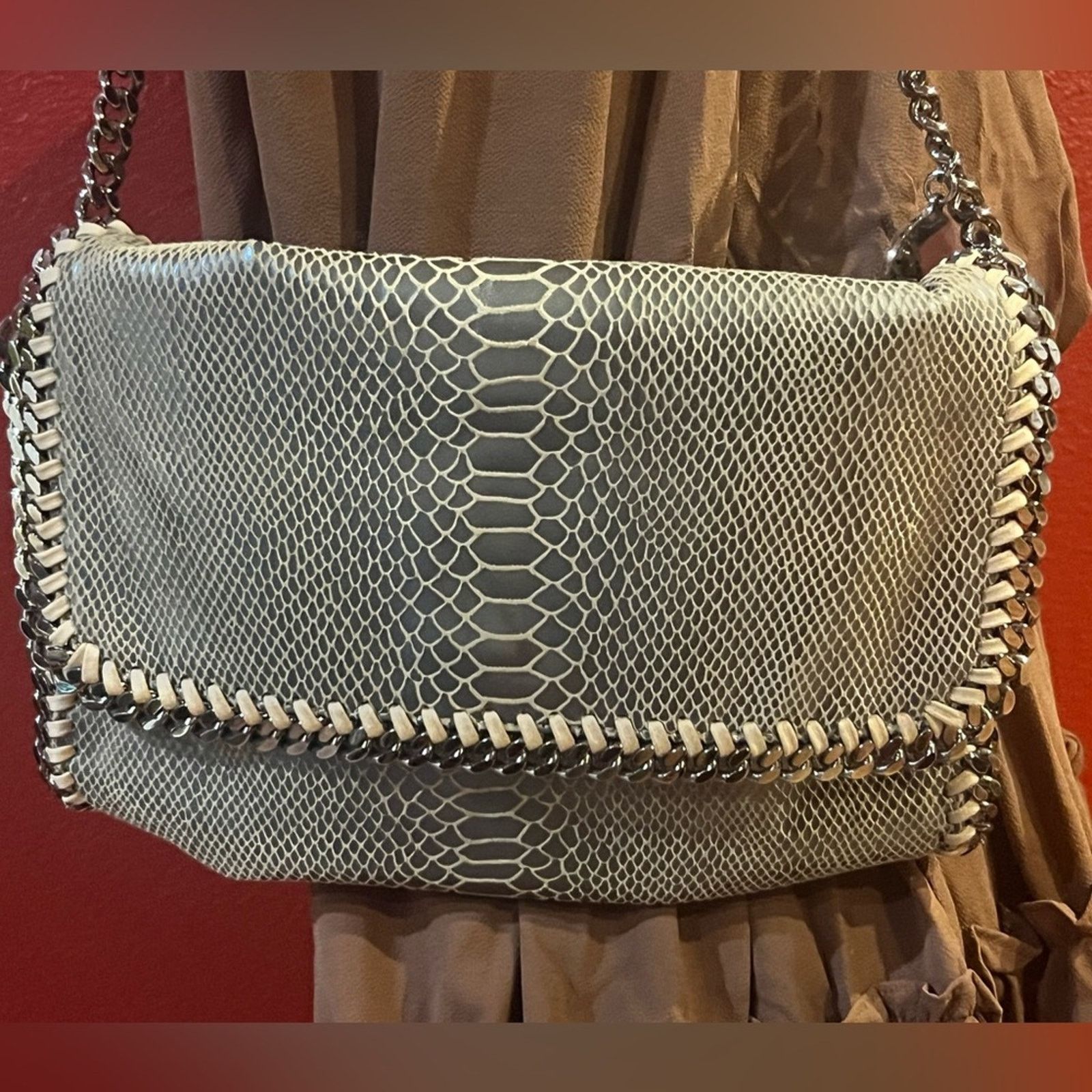 Stella McCartney Stella McCartney Eco Python Embossed Falabella Clutch Size ONE SIZE - 3 Thumbnail