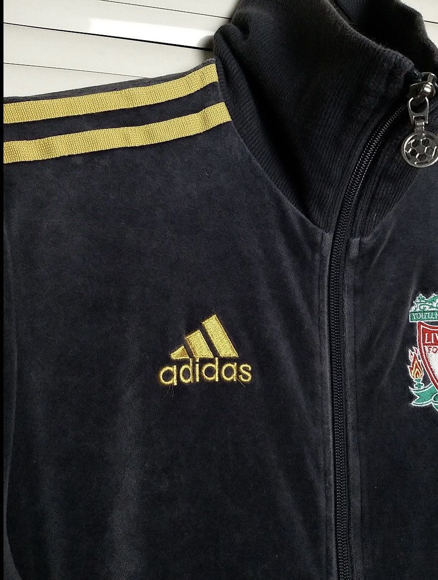 Adidas NICE💥VINTAGE ADIDAS "LIVERPOOL" VELVET ZIPPER SWEATER/JACKET Size US XS / EU 42 / 0 - 4 Thumbnail