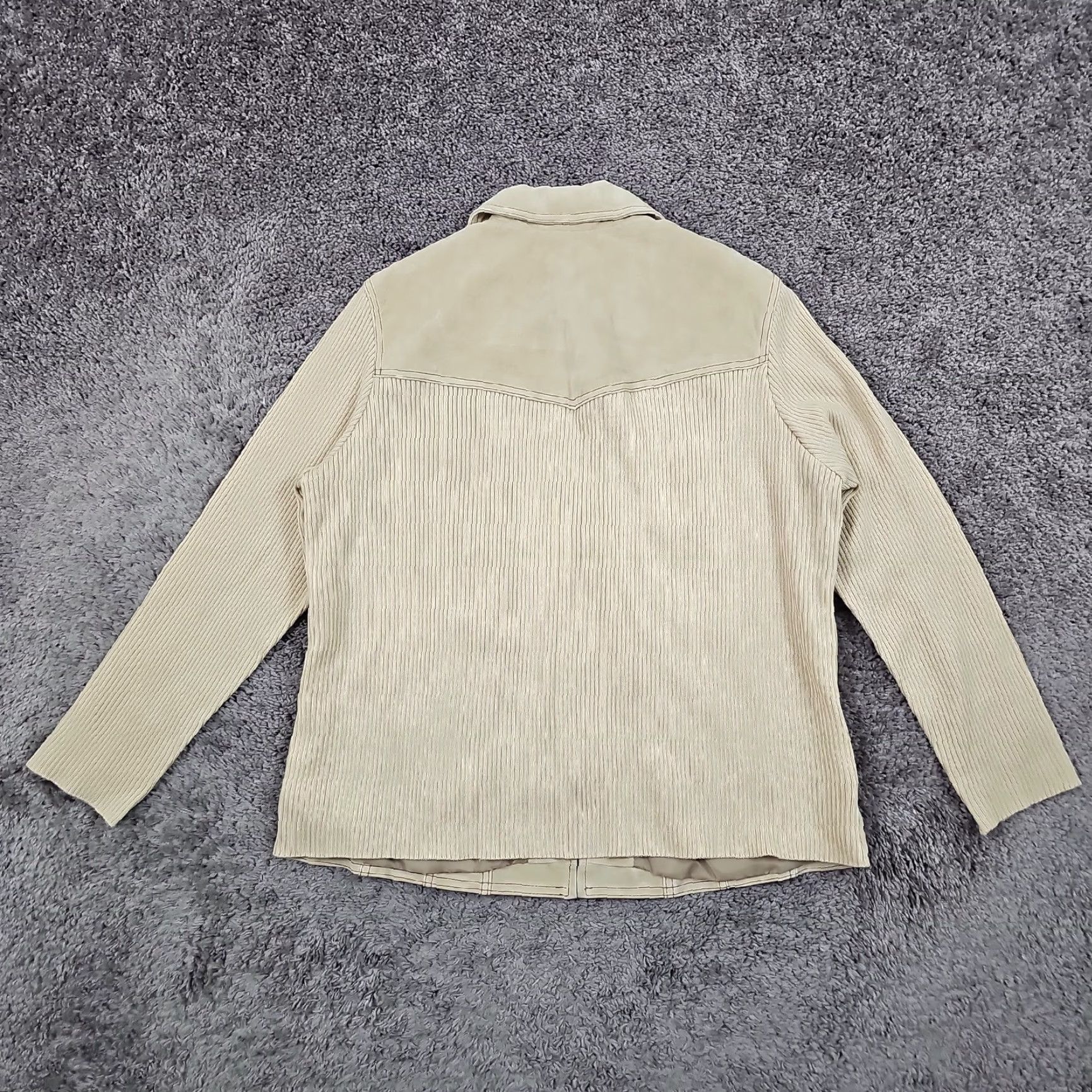 Coldwater Creek Coldwater Creek Jacket M Beige Leather Wool Knit Sleeve Full Zip Lined Womens Size M / US 6-8 / IT 42-44 - 4 Thumbnail