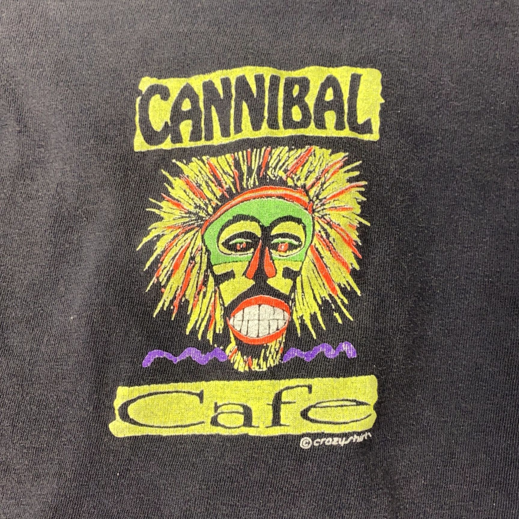 Vintage VINTAGE Crazy Shirts Cannibal Cafe T-Shirt Mens Medium Black Hawaii Graphic 90s USA Size US M / EU 48-50 / 2 - 2 Thumbnail