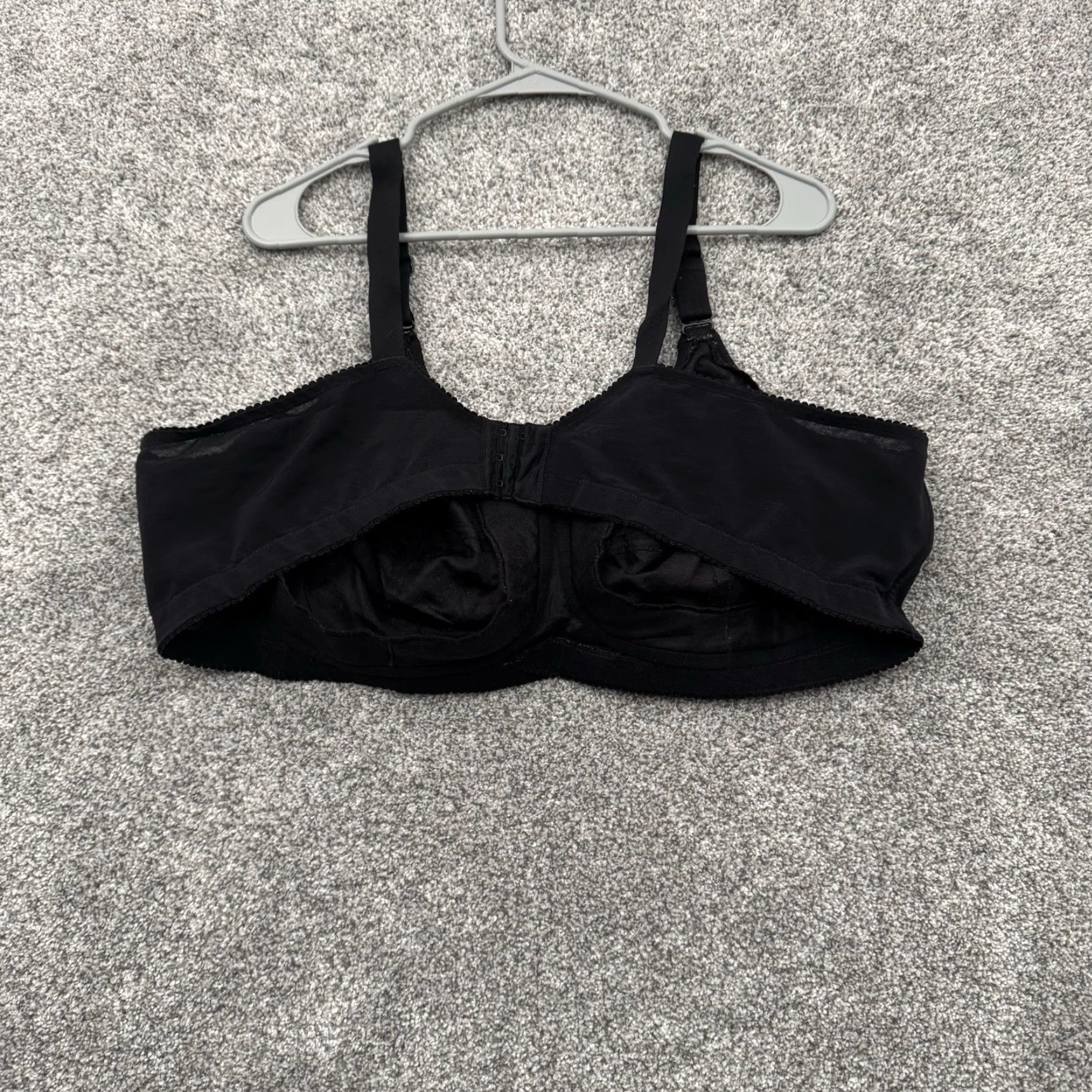 Vintage Elila Bra 52C Full Coverage Sheer Lace Support 90s Vintage Style Dainty Black Nylon Spandex Size ONE SIZE - 5 Thumbnail