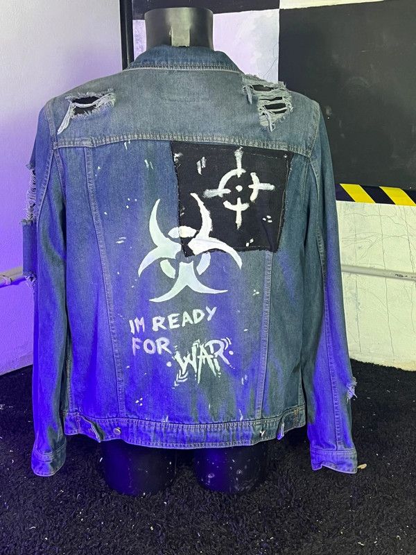 Japanese Brand Nuclear Goth Punk Rave Alt Streetwear Jeans Denim Jacket Size US L / EU 52-54 / 3 - 1 Thumbnail