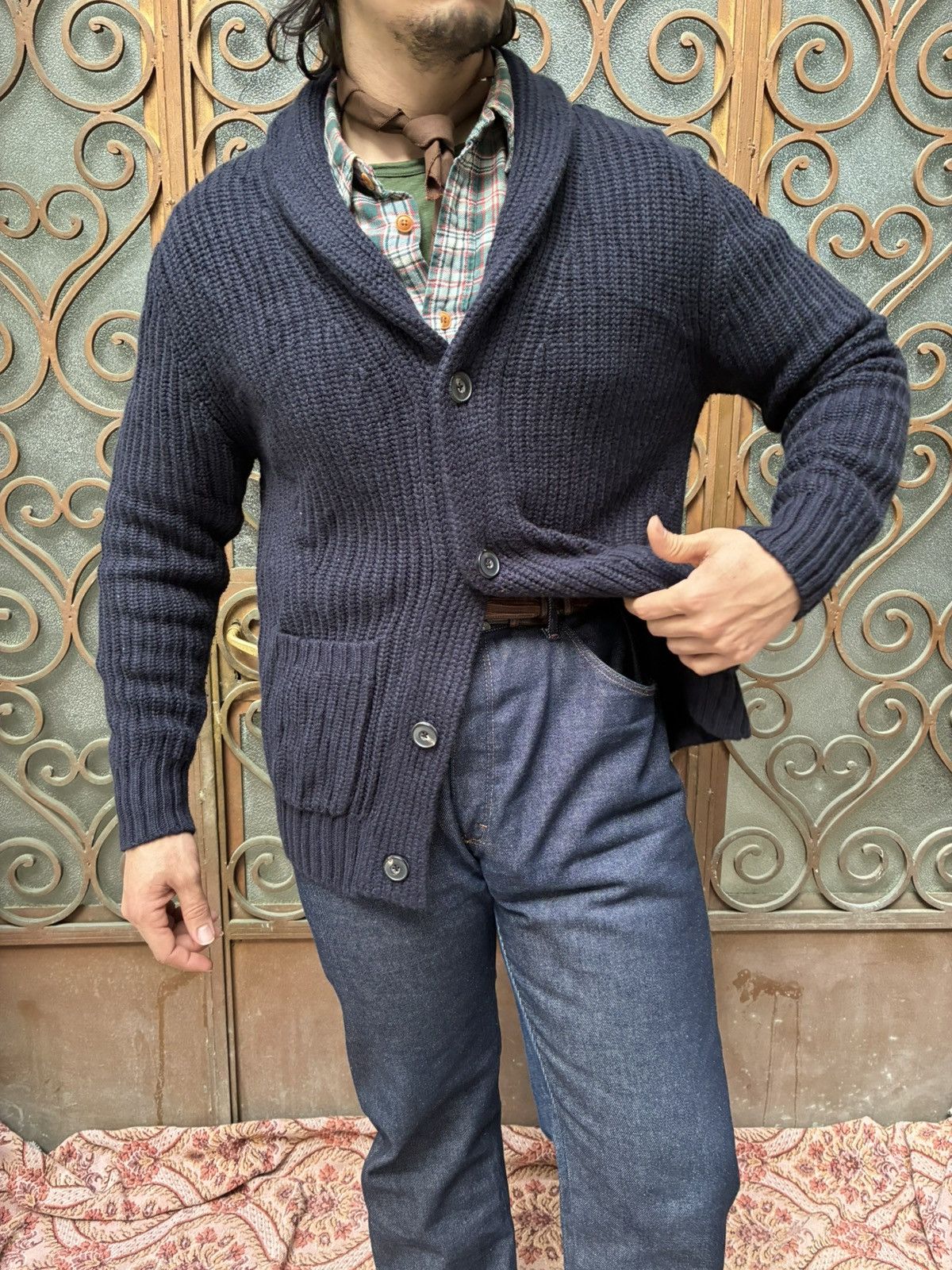 Buck Mason BUCK MASON HEAVY KNIT SHAWL COLLAR WOOL CASHMERE CARDIGAN Size US L / EU 52-54 / 3 - 15 Thumbnail