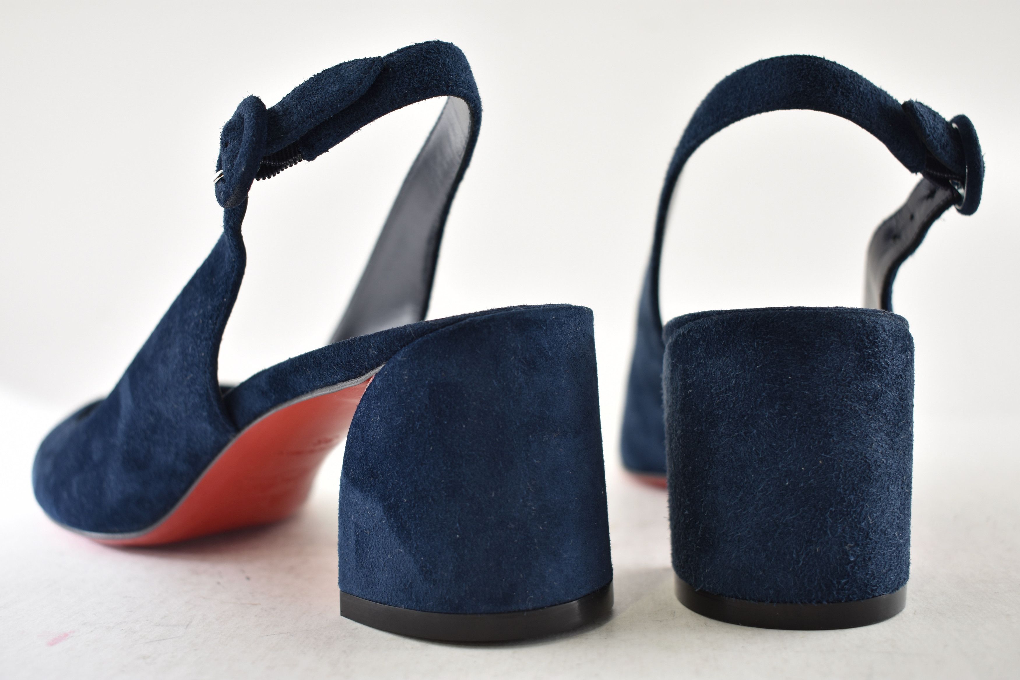 Christian Louboutin So Jane Sling 55 Marine Blue Slingback Sandal Block Heel 36 Size US 6 / IT 36 - 13 Thumbnail