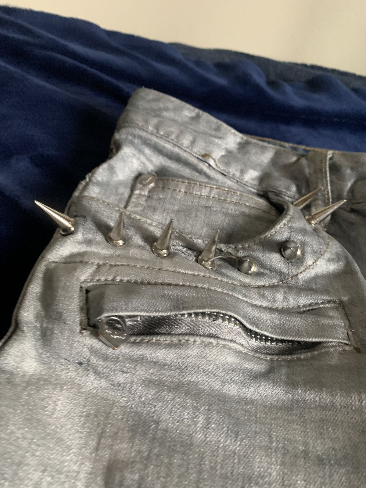 Other Custom Silver Biker Jeans Balmain Like 2000s Fashion Swag Size US 34 / EU 50 - 5 Thumbnail