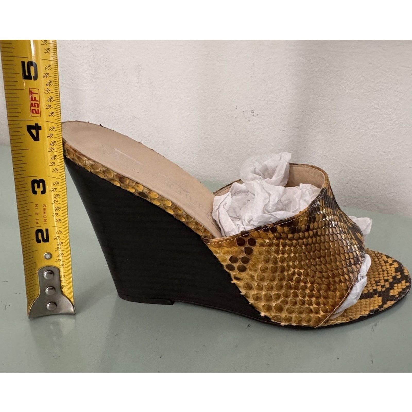 Other Vintage Karena Schuessler Snakeskin Mule Sandal Wedge Heel Size US 7 / IT 37 - 5 Thumbnail