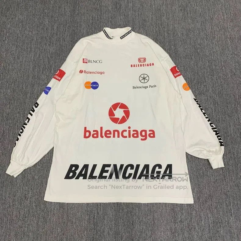 Balenciaga Balenciaga White Multi-Logo Racing Longsleeve. Size US XS / EU 42 / 0 - 1 Thumbnail