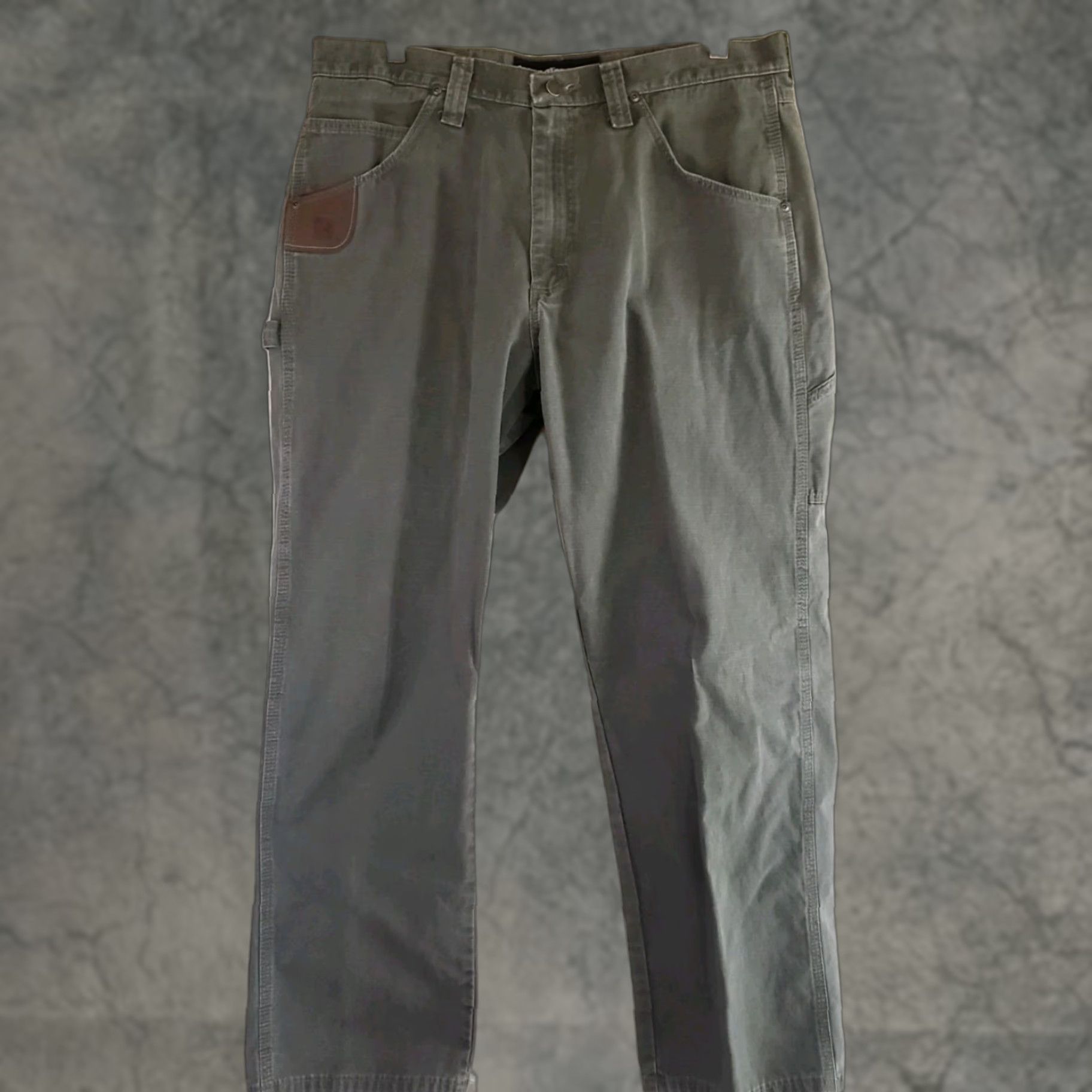 Wrangler VINTAGE Wrangler RIGGS Workwear Mens Brown Carpenter Work Pants 35X30 Green Ripstop Size US 35 - 1 Thumbnail