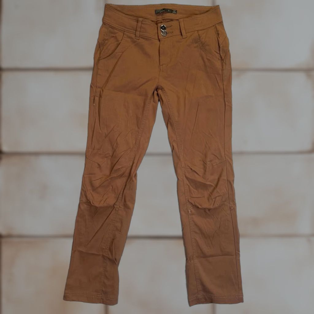 Prana prAna Women Pants 2 Brown Button Fly Pull On Ankle Length Nylon Stretch Women's Size 2 Regular Size 26" / US 2 / IT 38 - 1 Thumbnail