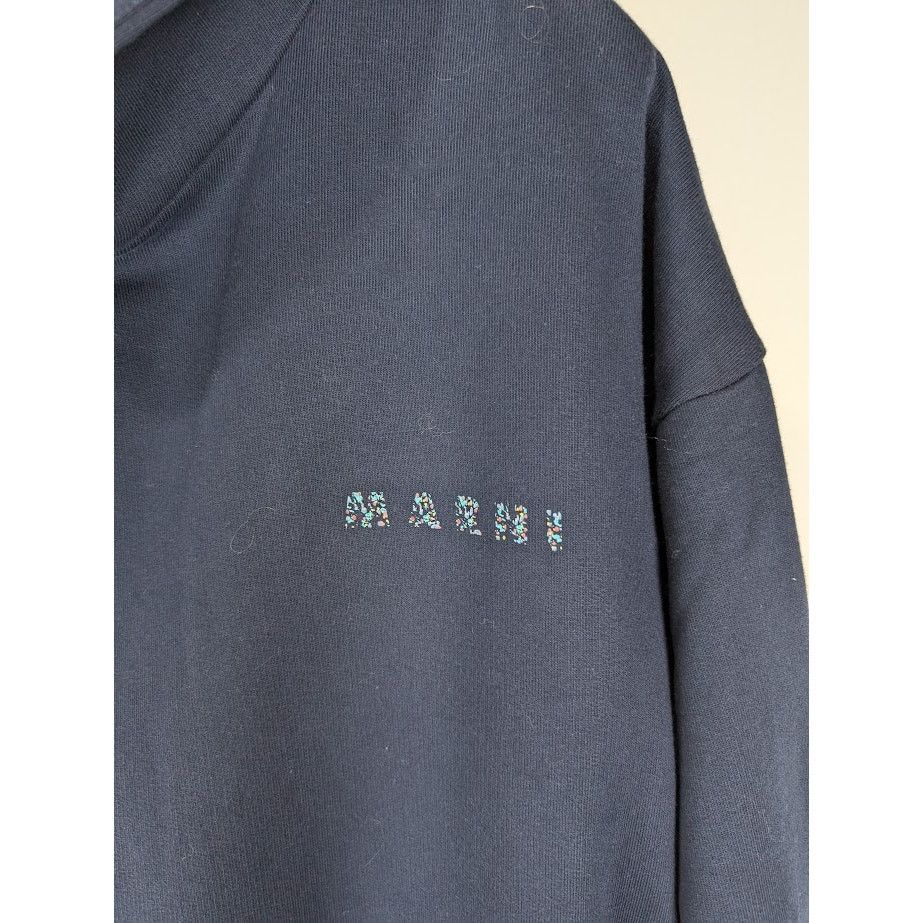 Marni o1rshd1 Floral Logo Loopback Organic Cotton Jersey Hoodie Size US S / EU 44-46 / 1 - 5 Thumbnail