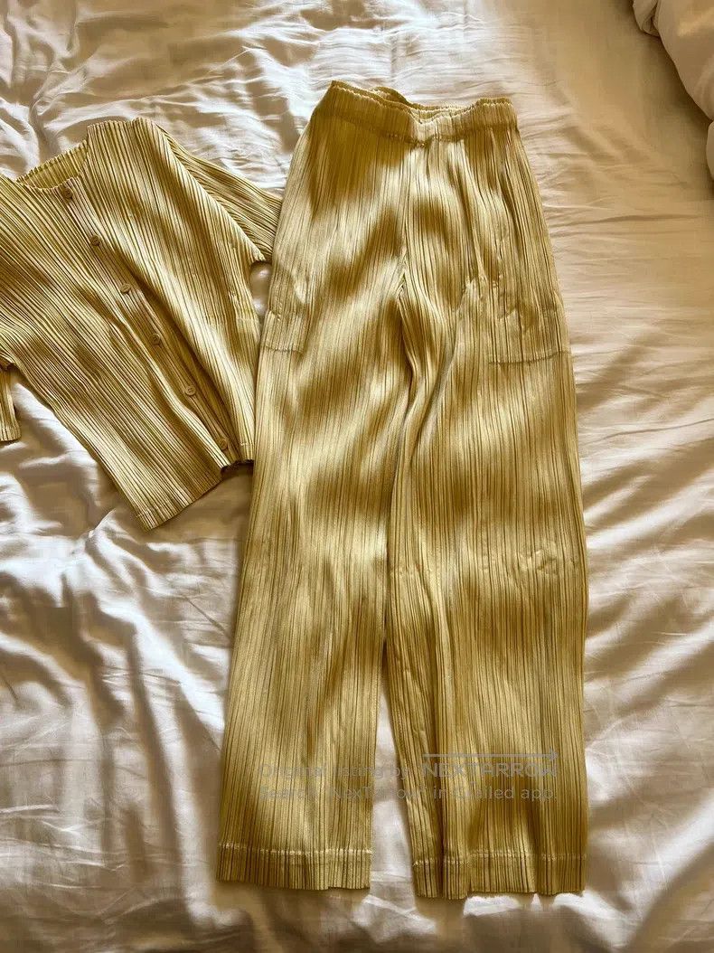 Issey Miyake Issey Miyake Cream Yellow Trousers Size 25" / US 0 / IT 36 - 8 Thumbnail