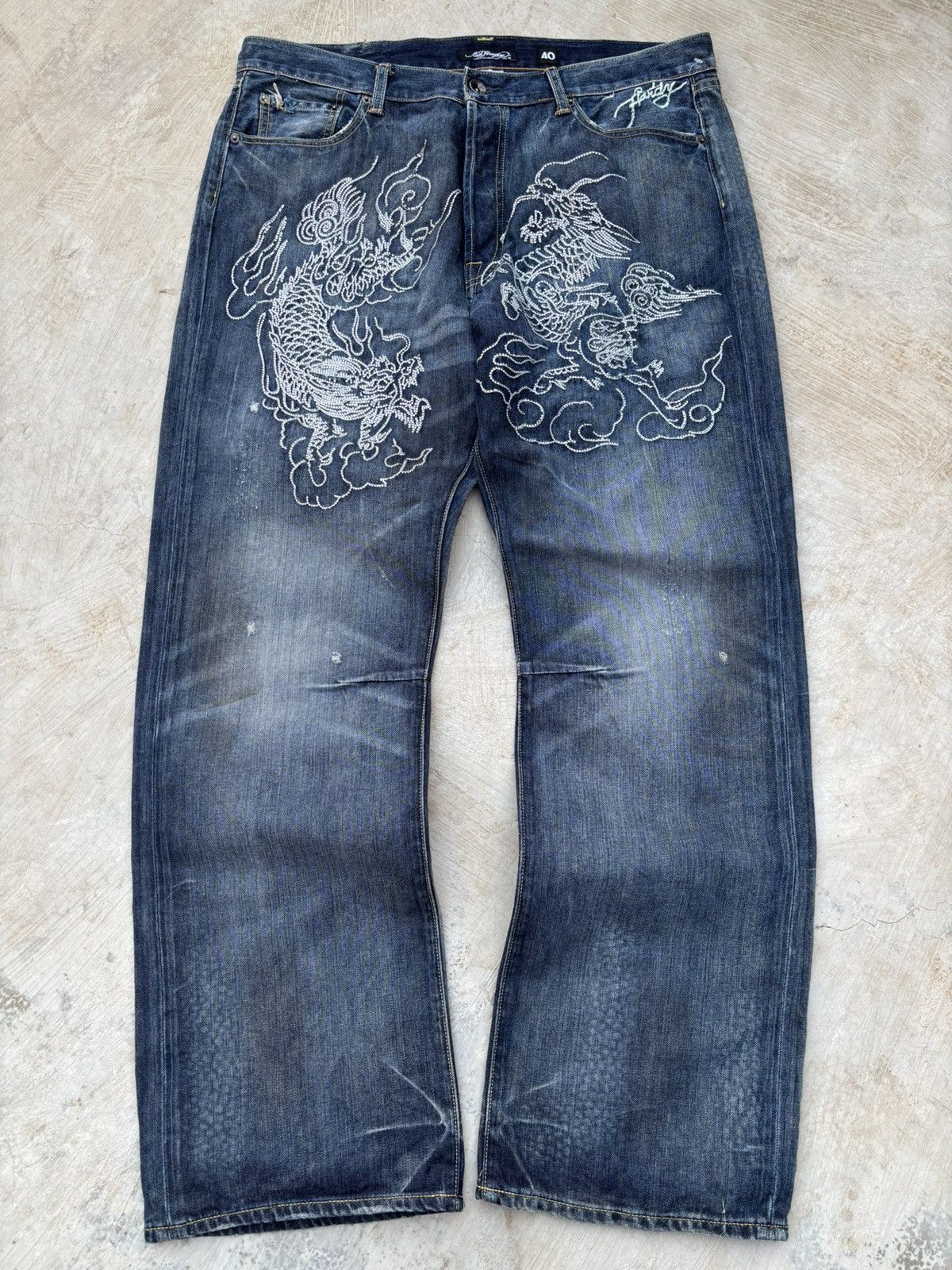 Ed Hardy Vintage 00s Edhardy Studded spellout Jeans Size US 40 / EU 56 - 1 Thumbnail