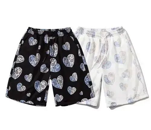 Japanese Brand 21SS Indigo Union Japan White Bandana Paisley Heart Shorts Size US 31 - 4 Thumbnail