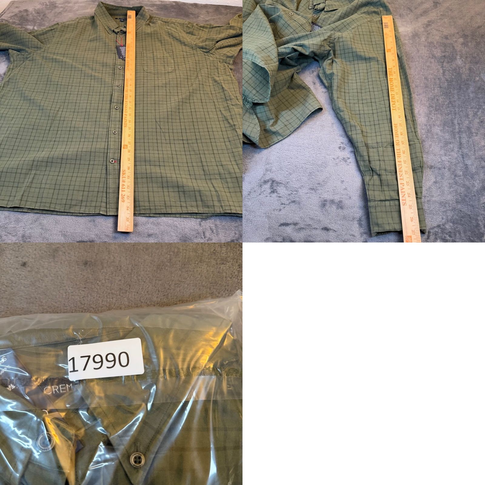 Cremieux Cremieux Shirt Olive Green Windowpane 100% Cotton Mens 4XT NWT Big & Tall Button-Up Button-Down Long Sleeve Collared Chest Pocket Classic Size US XXL / EU 58 / 5 - 8 Thumbnail
