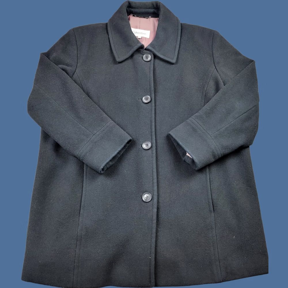 Calvin Klein Calvin Klein Coat Womens 1X Black Wool Pea Coat Size XL / US 12-14 / IT 48-50 - 1 Thumbnail