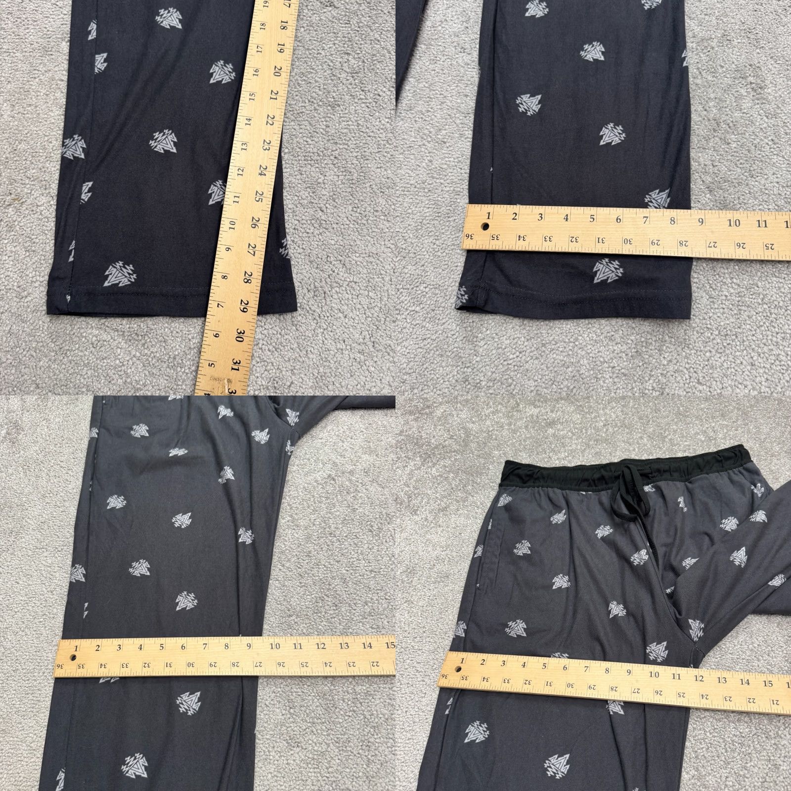 Vintage Rainforest Geometric All Over Print Pajama Pants Mens Medium Dark Gray Lounge Size US 31 - 9 Thumbnail