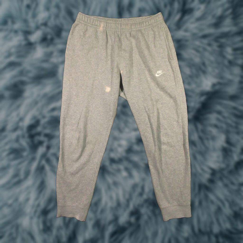 Nike Nike Sweatpants Mens L Gray Fleece Joggers Embroidered Swoosh Bleach Spots 90s Sports Casual Activewear Size US 33 - 1 Thumbnail