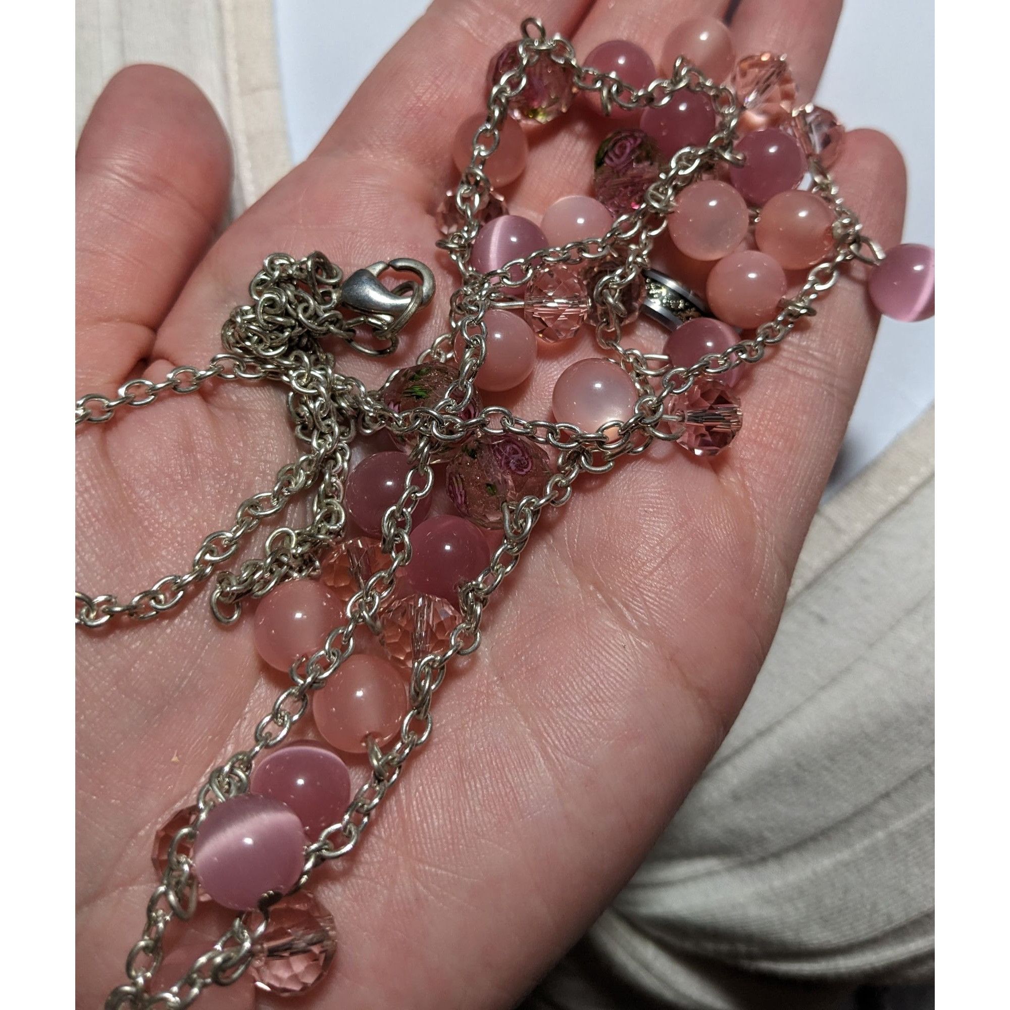 Other Pink & Silver Beaded Fringe Neckalce Size ONE SIZE - 9 Thumbnail