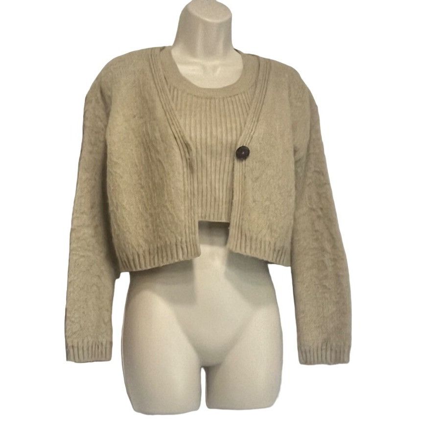 BP. Bp Junior’s Tank/Cardigan Combo, Natural, Sz. XS Size XS / US 0-2 / IT 36-38 - 2 Thumbnail