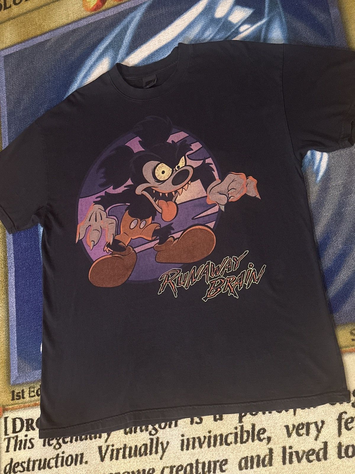 Mickey Mouse × Streetwear M.A.D. Runaway Brain Bootleg Tee (Black 
