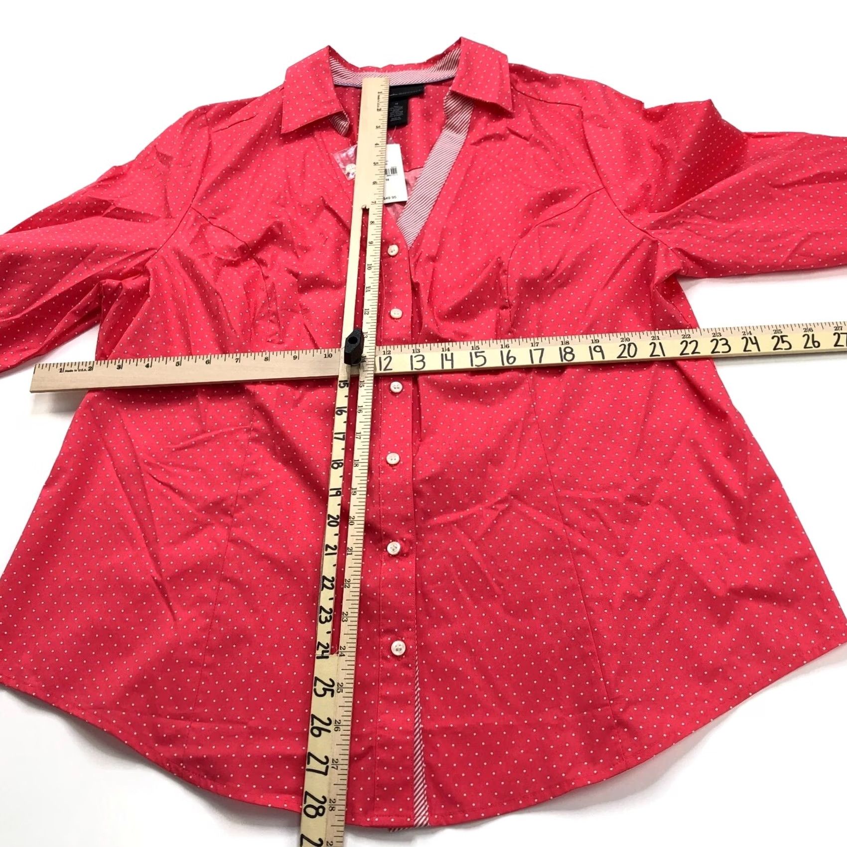 Vintage Lane Bryant Shirt Polka Dot Button-Up Plus 18 Pink Red Collared Long Sleeve Women’s Casual Vintage? No. Size XXL / US 16-18 / IT 52-54 - 2 Thumbnail