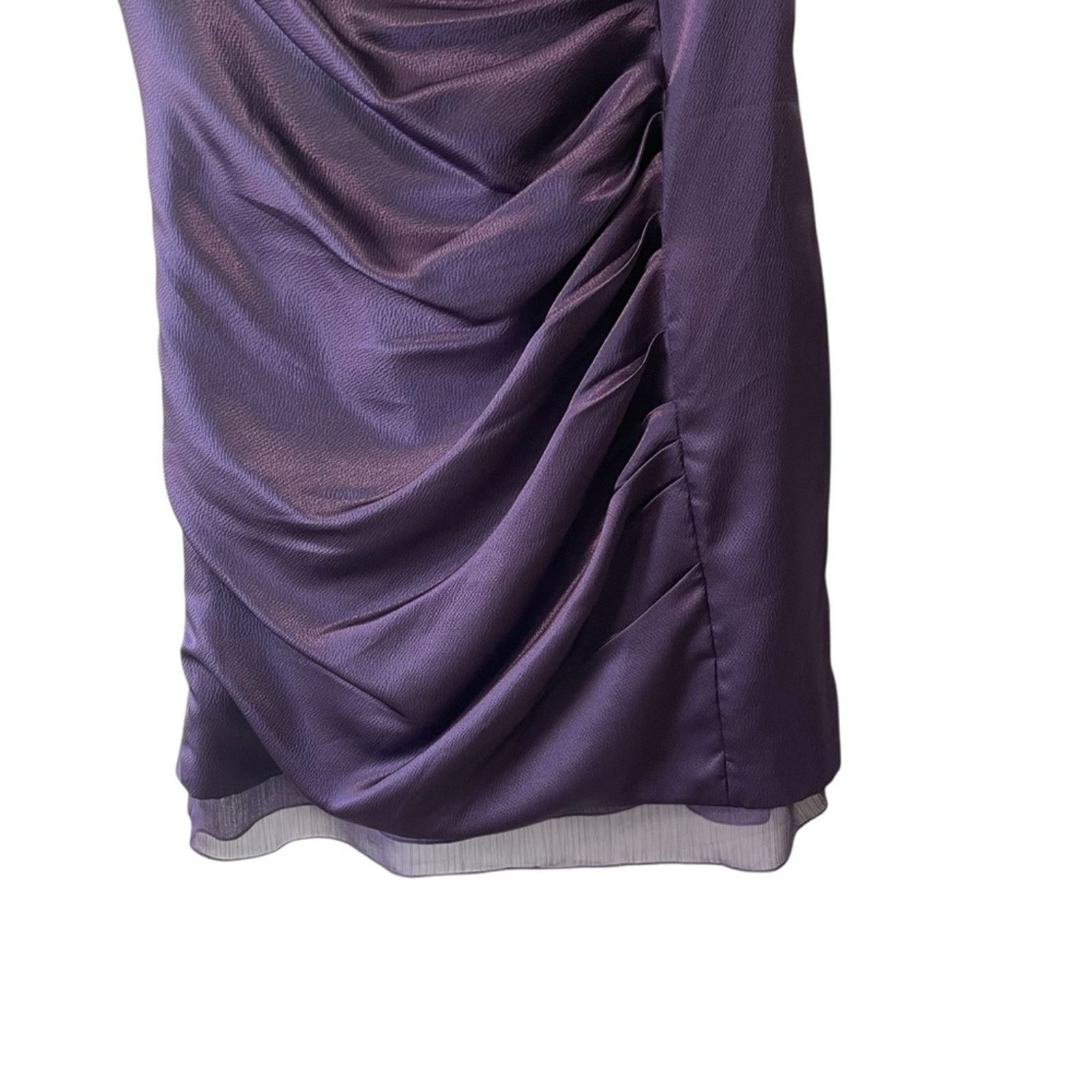 White by Vera Wang Side Asymetrical Satin Chiffon Dress 14