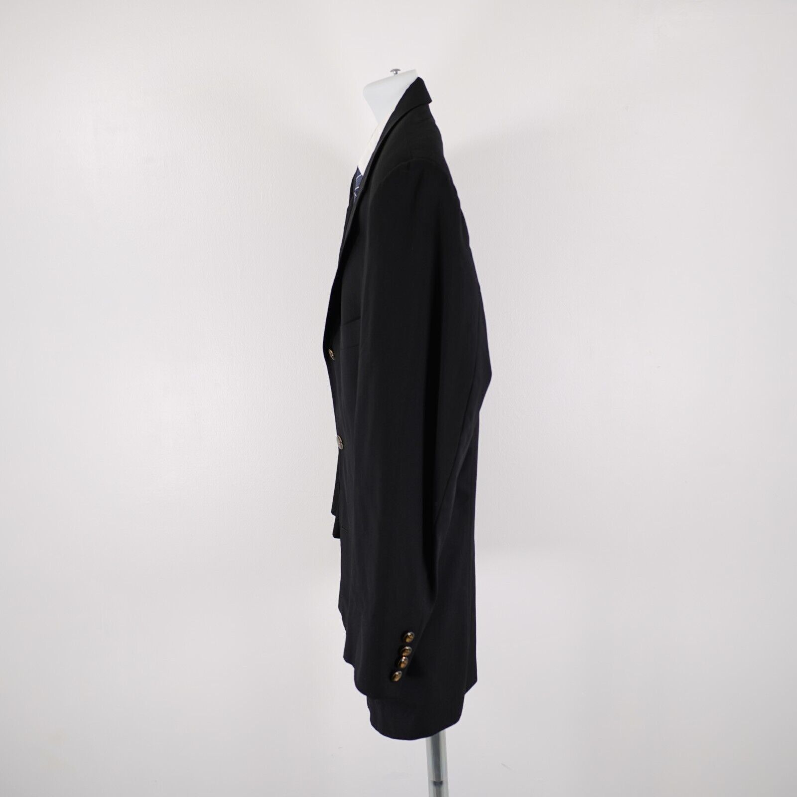 Designer Baroni Comero Super 120s Wool Black 3 Gold / Black Button Bl Size 42R - 5 Thumbnail