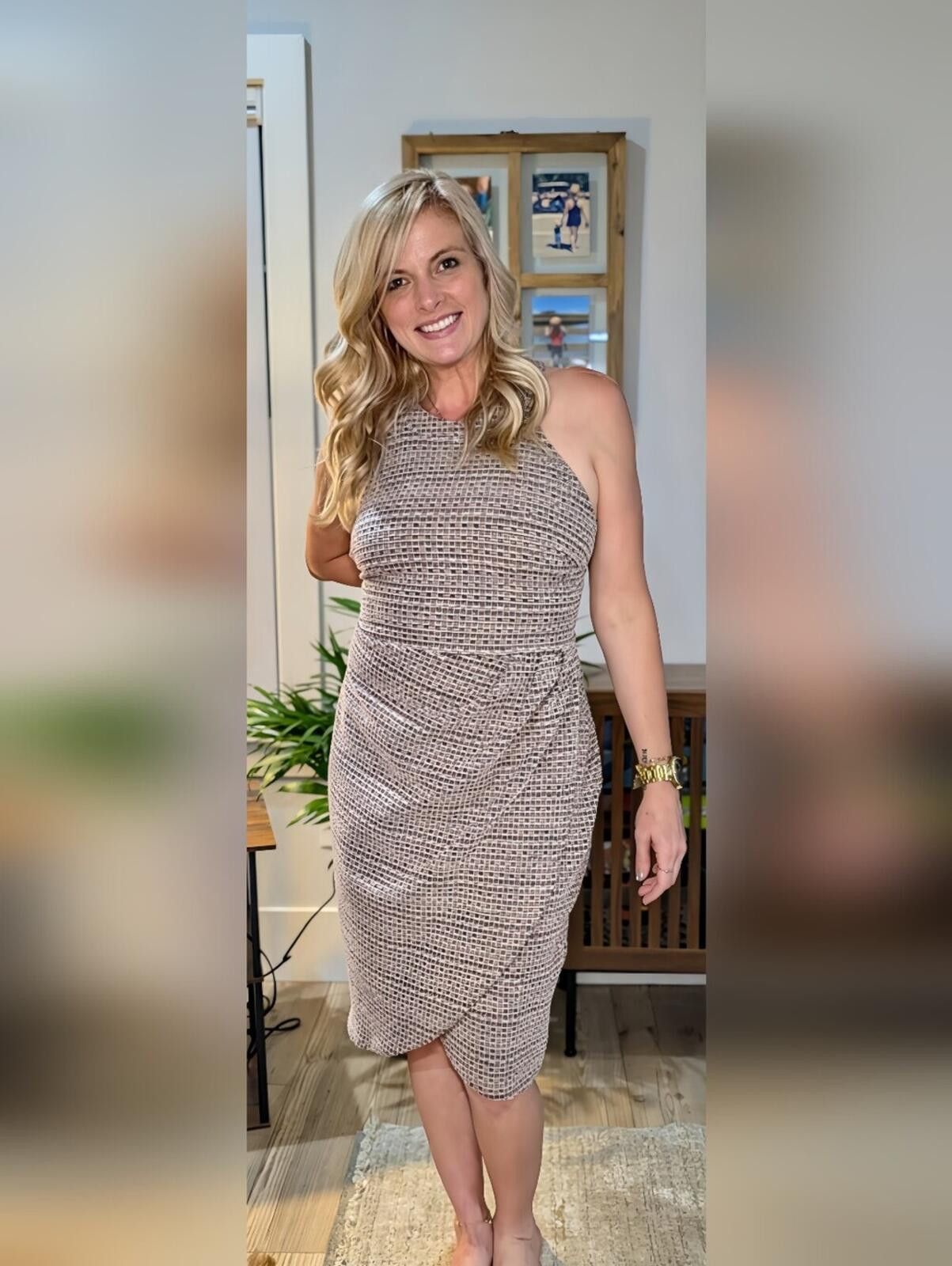 Other High-Neck Textured Midi Dress in Taupe Size XL / US 12-14 / IT 48-50 - 5 Thumbnail