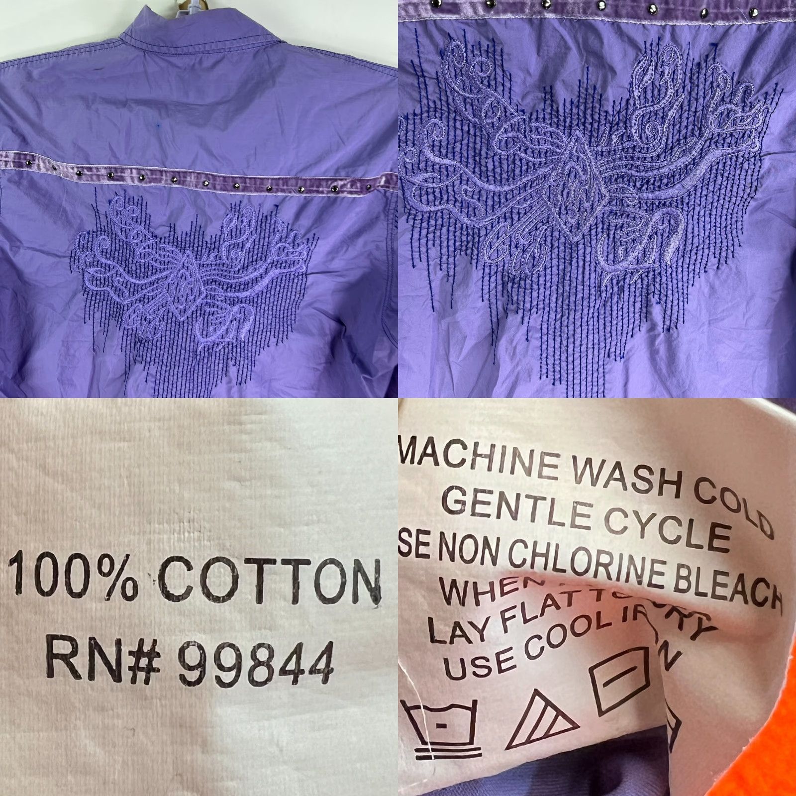 Vintage H2O Graphic Print Embroidered Button-Up Shirt Men's Size L Purple Long Sleeve Casual Size US L / EU 52-54 / 3 - 8 Thumbnail