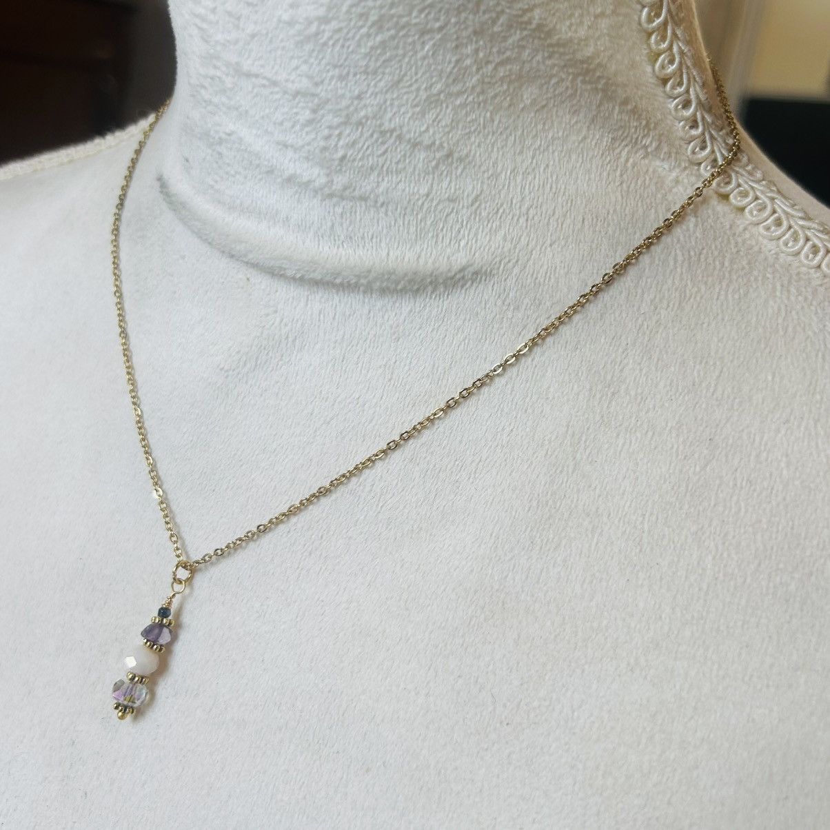 Handmade Handcrafted amethyst aurora borealis crystal necklace set Size ONE SIZE - 5 Thumbnail