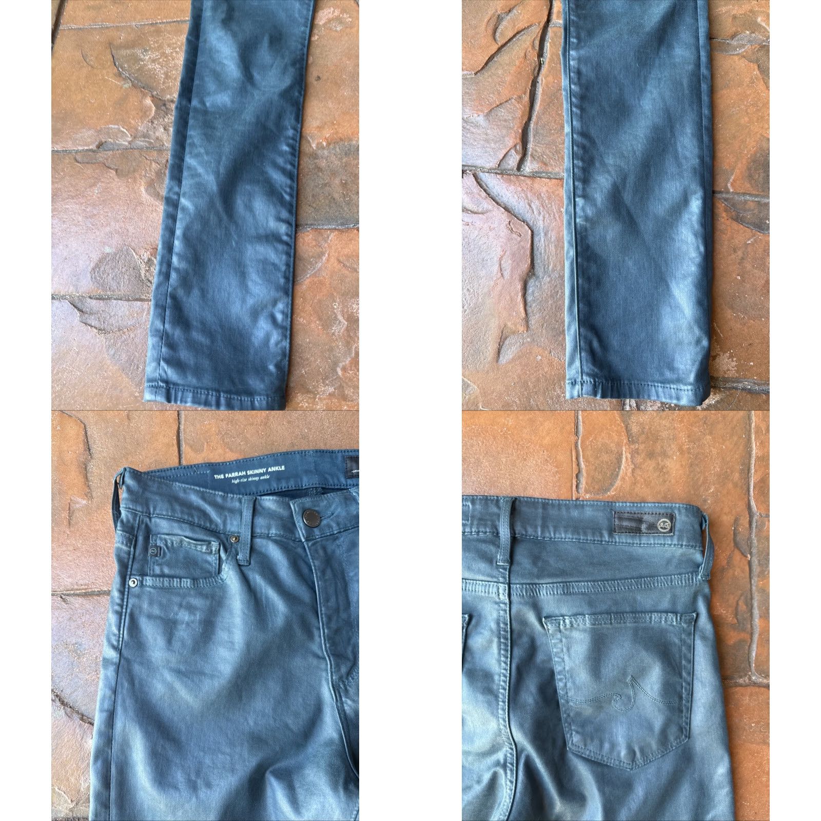 Vintage VINTAGE AG Adriano Goldschmied Waxed Jeans Womens Size 26R The Farrah Skinny High Bohemian City Preppy 27.5in Inseam Mens? Size 26" / US 2 / IT 38 - 8 Thumbnail