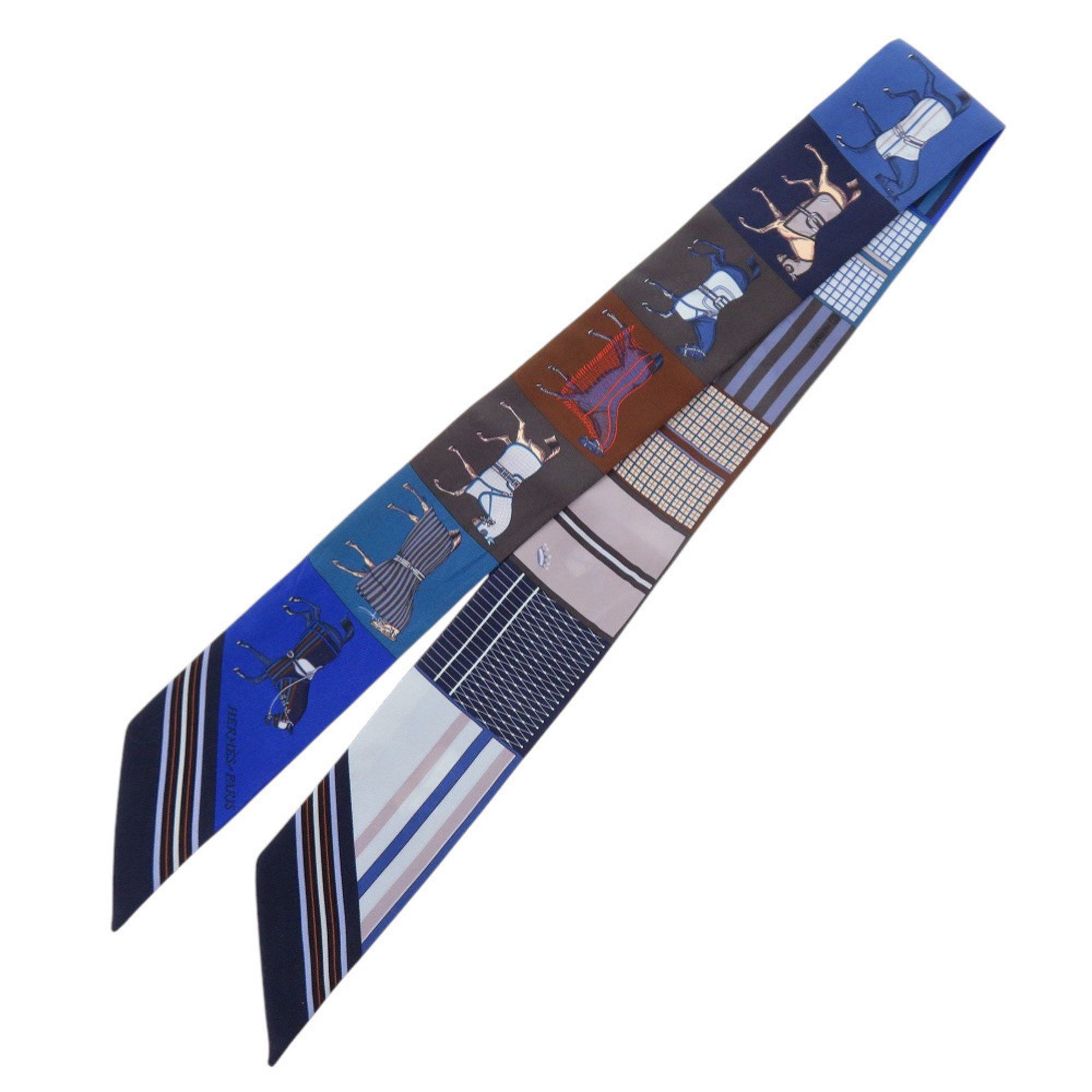 Hermès Twilly New Horse Coat Couvertures Nouvelles Silk Ciel Blue Roy Vert Scarf Muffler 0133 HERMES