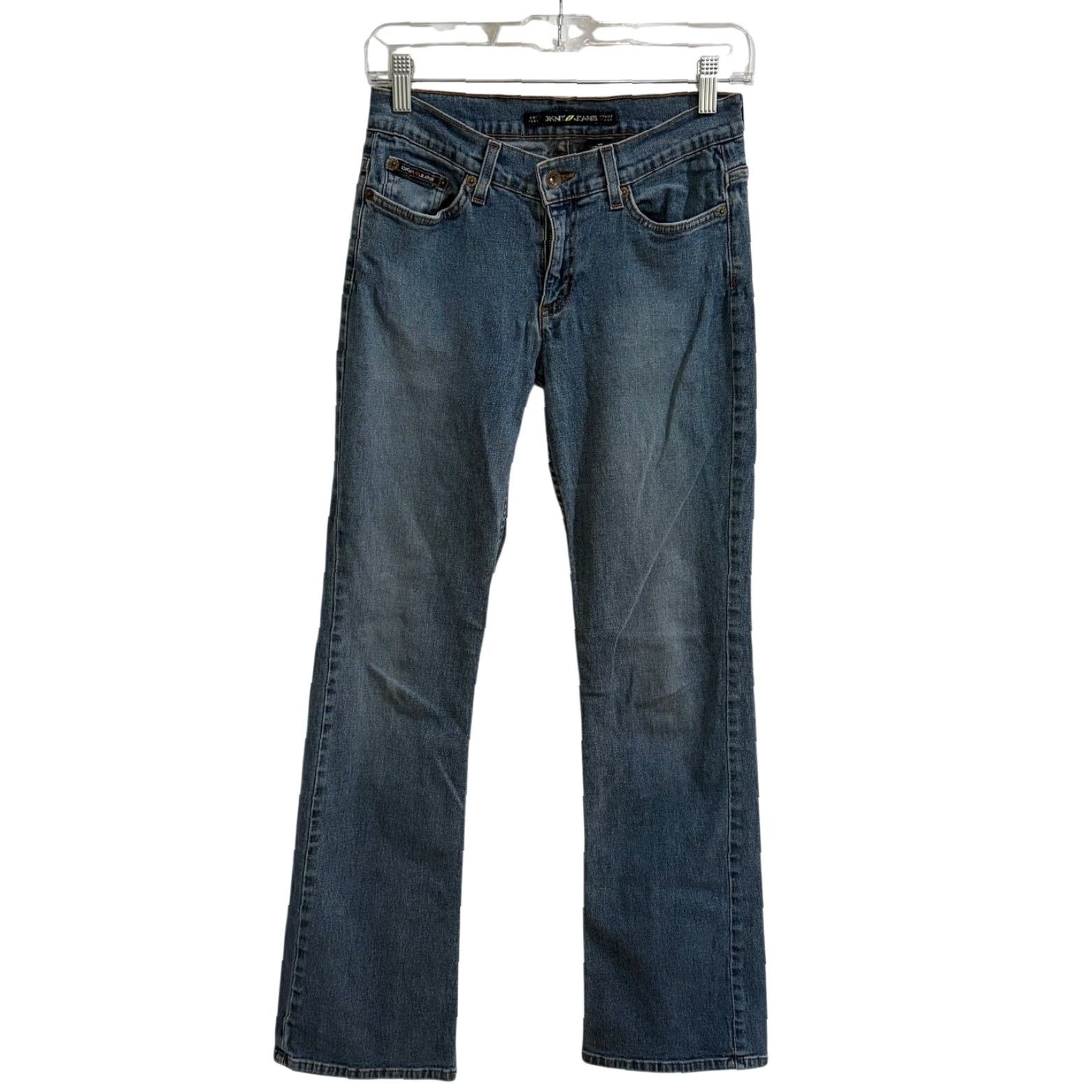 DKNY VINTAGE DKNY Jeans Womens 2R Blue Straight Stretch Denim Low Rise Made in USA Size 26" / US 2 / IT 38 - 2 Thumbnail