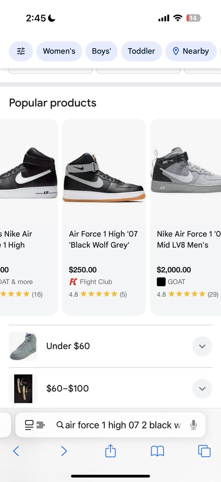 Nike 2019 Air Force 1 High '07 'Black Wolf Grey' Size US 7.5 / EU 40-41 - 22 Thumbnail