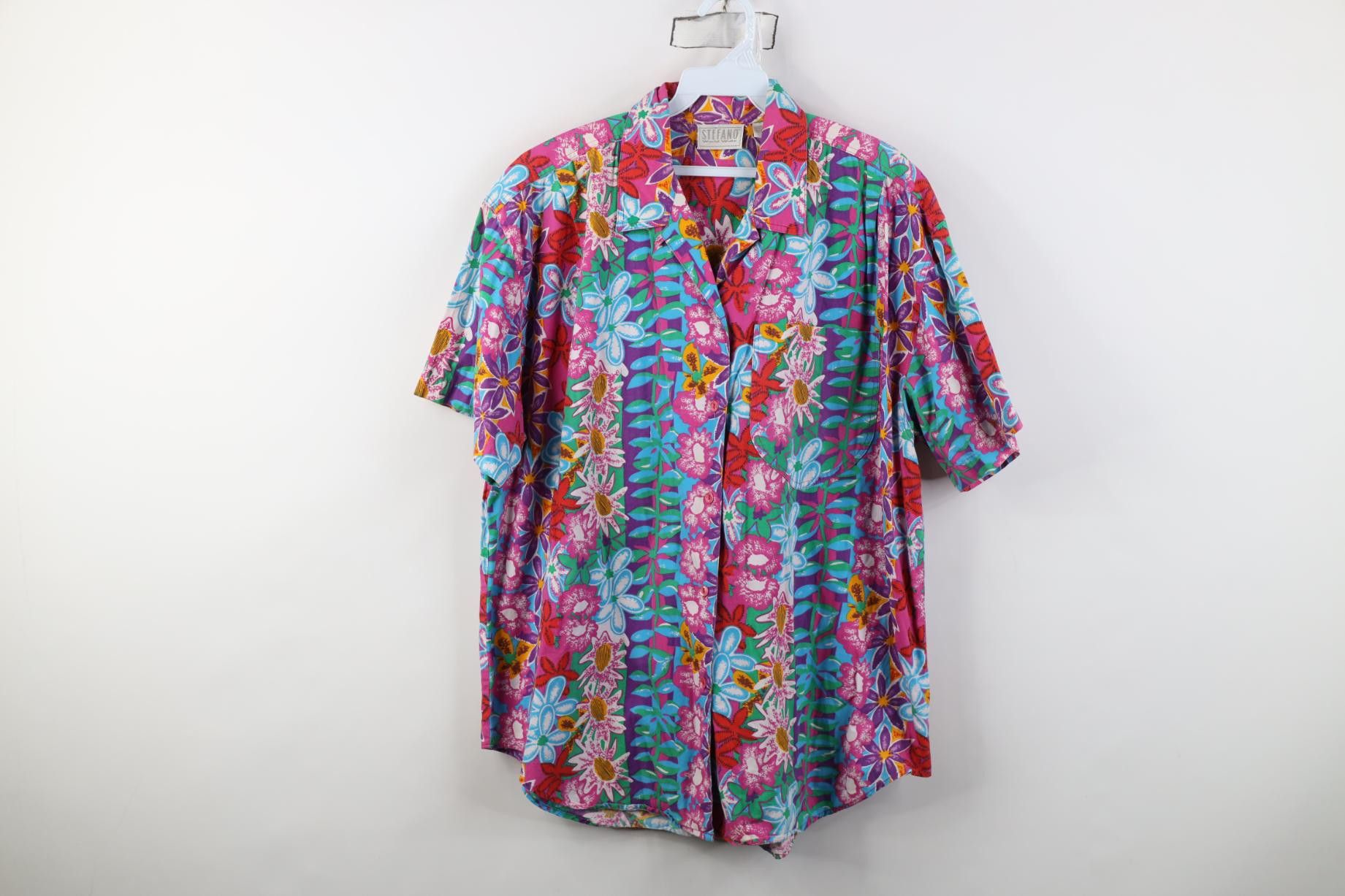 Vintage Vintage 90s Streetwear Flower Camp Collar Button Shirt Size XXL / US 16-18 / IT 52-54 - 1 Thumbnail