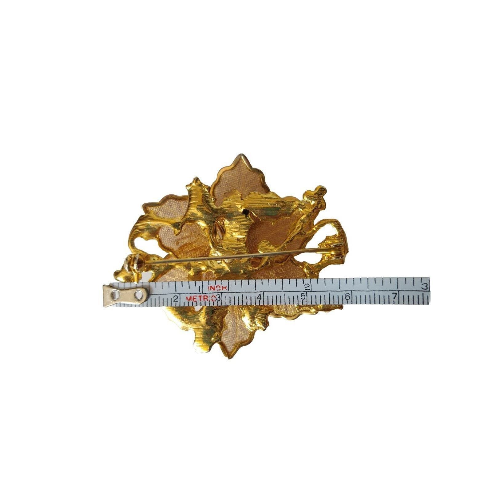 The Unbranded Brand KC Women's Flower Brooch Pin Gold Tone Enamel Designer Size ONE SIZE - 5 Thumbnail