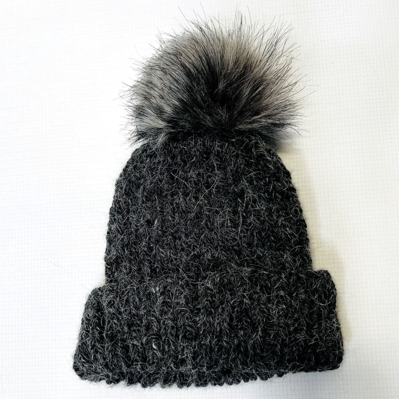 Vintage VINTAGE Women’s Knit Ribbed Cuff Hat Pom Beanie Light Gray Size ONE SIZE - 2 Thumbnail