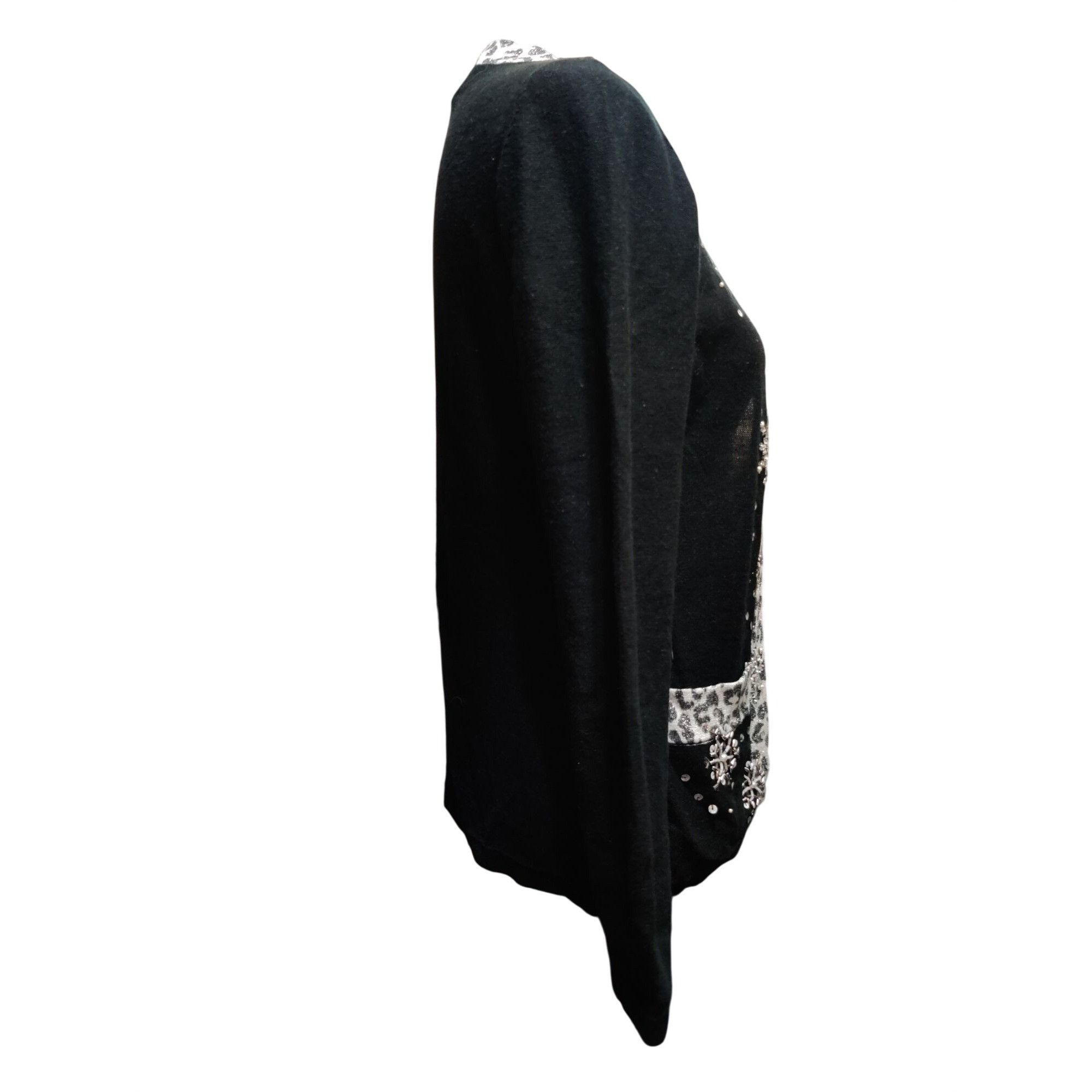 Other Drapers & Damon Size S Beaded Cardigan Black Leopard Trim Se Size S / US 4 / IT 40 - 4 Thumbnail