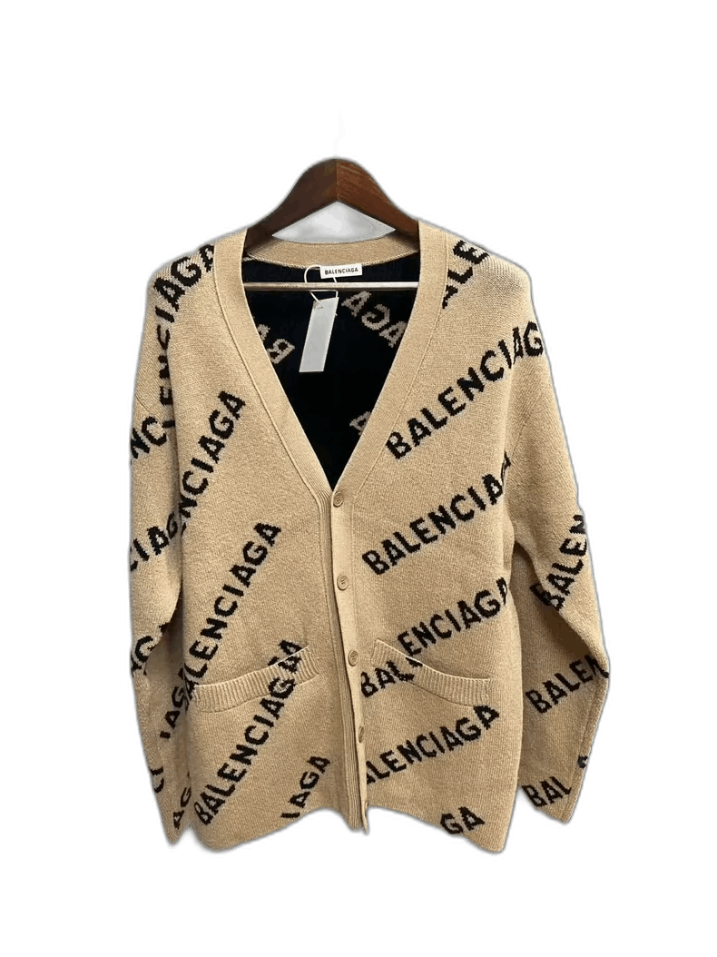 Balenciaga Balenciaga Beige Patterned Cardigan Sweater Size US XS / EU 42 / 0 - 1 Thumbnail