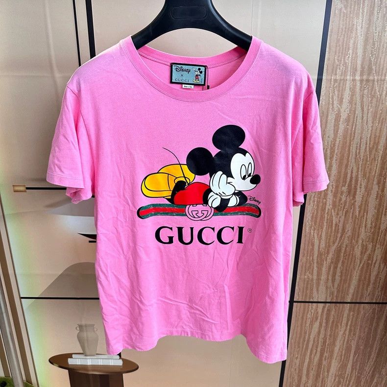 Gucci Gucci Pink Mickey Mouse belt short sleeves 2501-Nextarrow Size US S / EU 44-46 / 1 - 1 Thumbnail