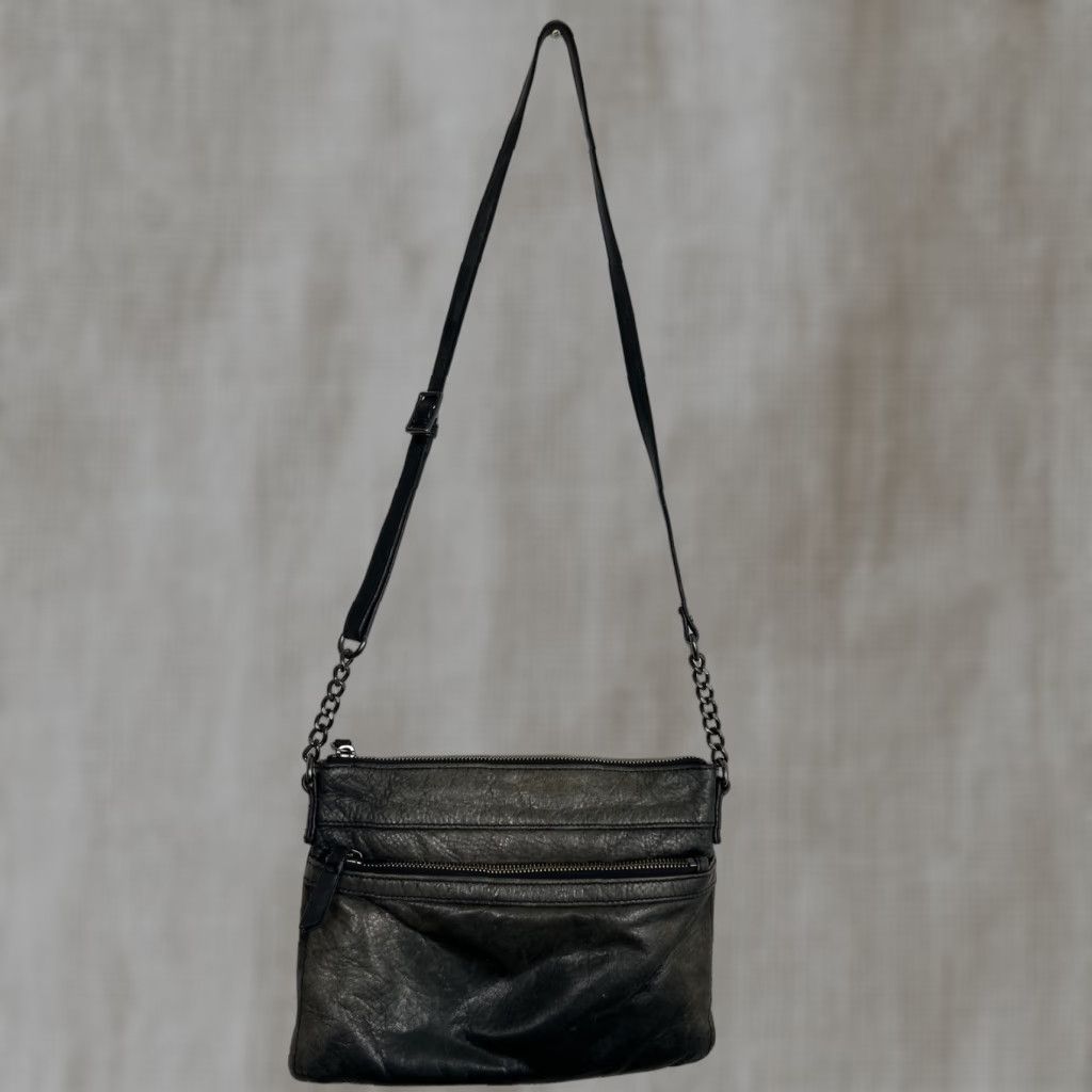 Vintage Margot New York crossbody Purse Rectangular Gray Black Leather Adjustable 10x7x1 Size ONE SIZE - 1 Thumbnail