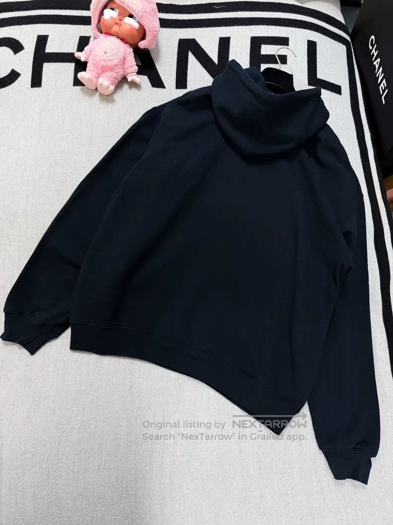 Balenciaga Balenciaga Dark Blue and White Letter Hooded Fleece Hoodie Size US L / EU 52-54 / 3 - 3 Thumbnail