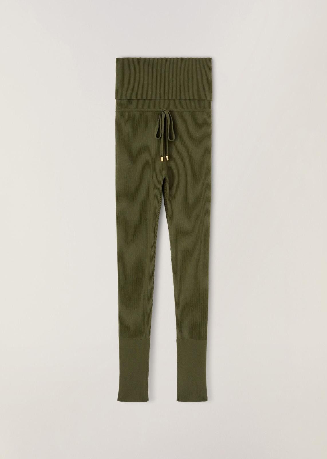 o1srvl11e0125 Diavolezza Virgin Wool Leggings in Green