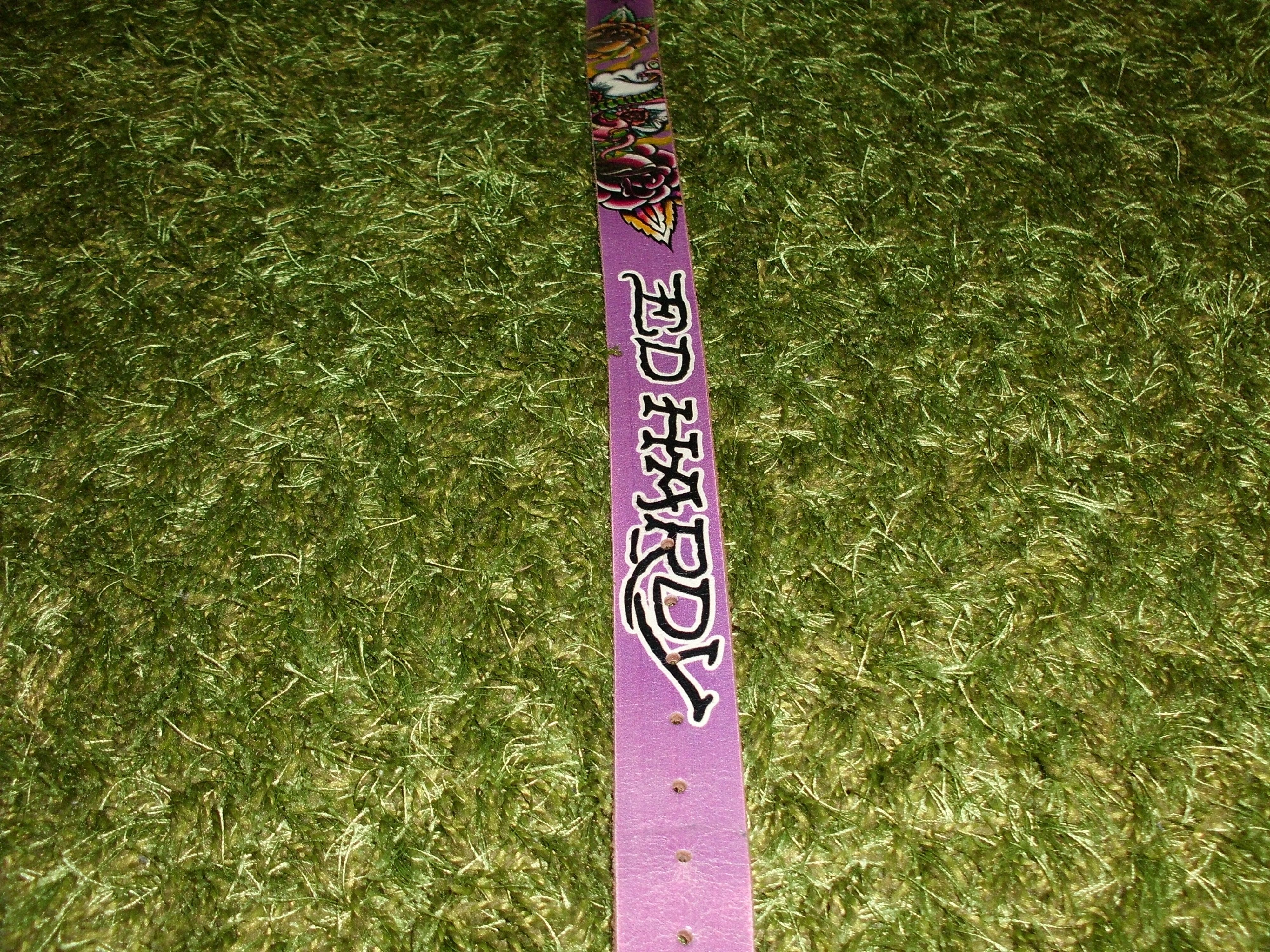 Ed Hardy Ed Hardy Purple Leather Belt "Love Kills Slowly" Size 44 - 9 Thumbnail