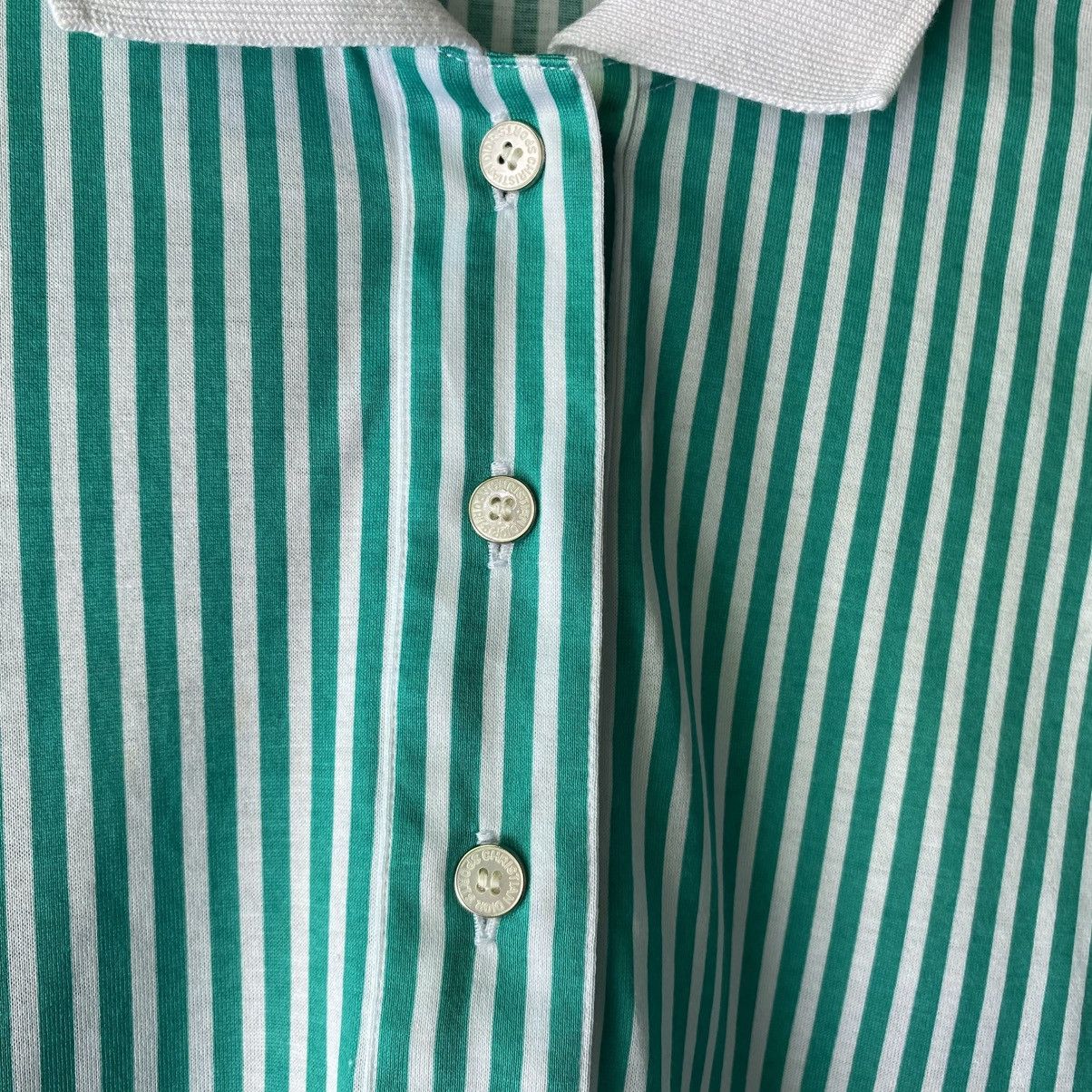 Dior Christian Dior Green & White Striped Polo Shirt Size M / US 6-8 / IT 42-44 - 6 Thumbnail