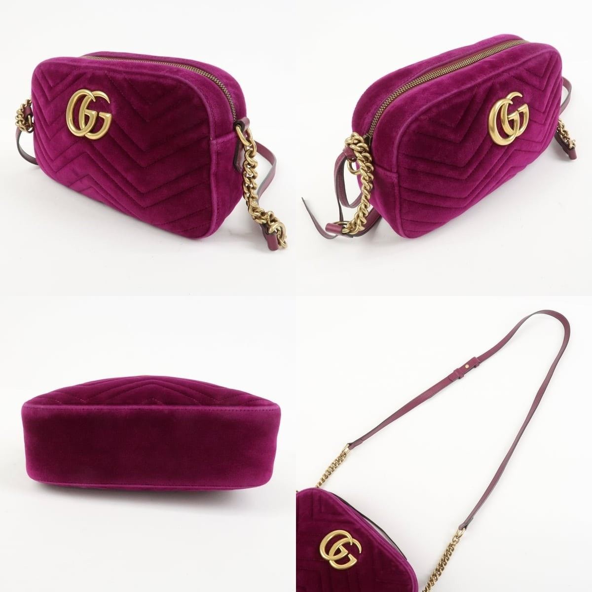 Gucci Gucci GG Marmont Matelasse Velvet Crossbody Bag Purple Size ONE SIZE - 3 Thumbnail