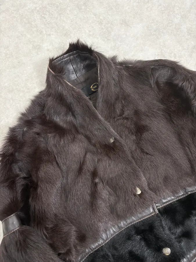 Roberto Cavalli 2000s Cavalli Brown Fur Leather Jacket Size M / US 6-8 / IT 42-44 - 6 Thumbnail