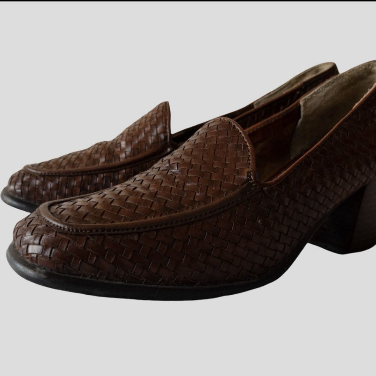 Vintage Vintage loafers Bottega style brown woven leather shoes Size US 9 / IT 39 - 3 Thumbnail