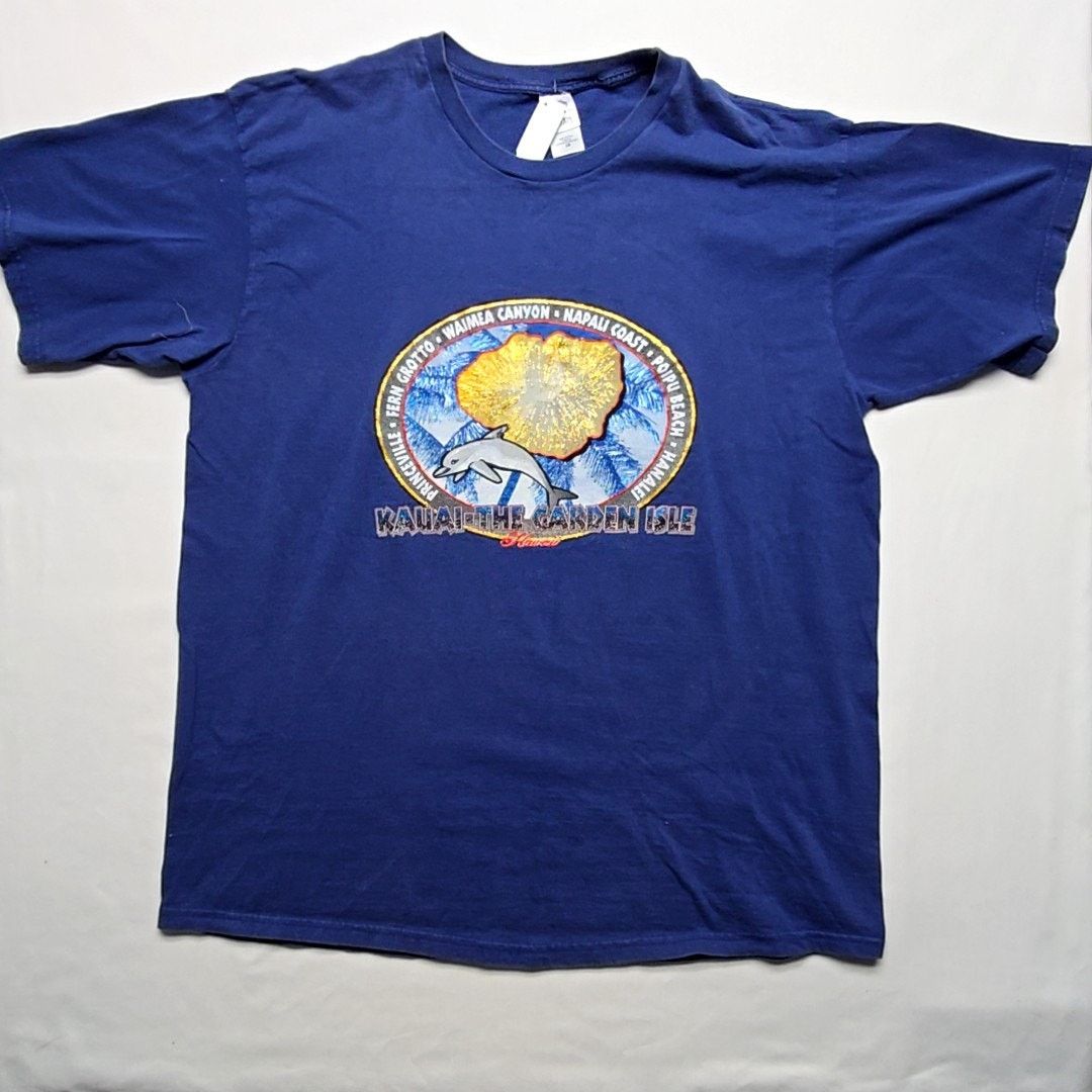 Fruit Of The Loom Kauai Hawaii The Garden Isle Tee Dolphin Blue 2X Shirt Size US XXL / EU 58 / 5 - 1 Thumbnail