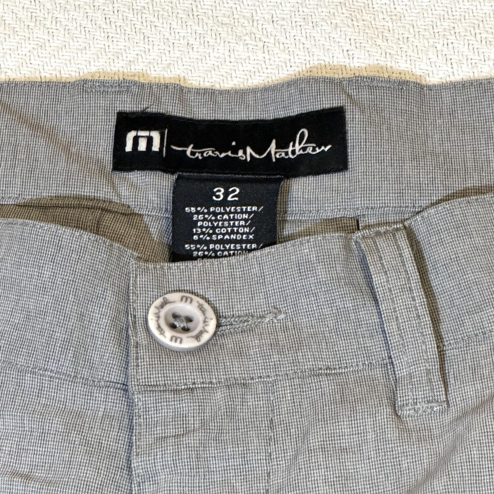 TravisMathew TravisMathew Shorts Mens 32 Gray Golf Stretch Performance Micro Check Pattern Size US 32 / EU 48 - 3 Thumbnail